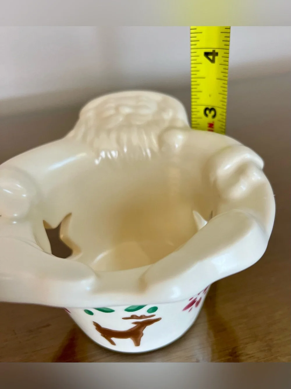 Vintage Pfaltzgraff Nordic Christmas Santa & Reindeer, Votive Candle Holder, 90s